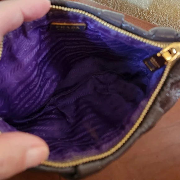 Prada Iris Naplak Patent Leather Pleated Wristlet Clutch - Picture 7 of 11